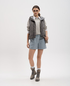 Brunello Cucinelli Блакитні шорти з льоном зі шкіряним патчем логотипа ML996P5903