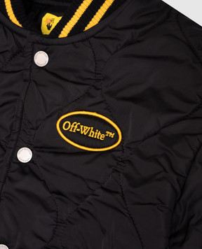 Off-White Детский стеганый черный бомбер с вышивкой логотипа OBEH001S25FAB001