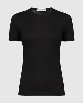 Helmut Lang Черная футболка с вышивкой монограмм логотипа O01HW515