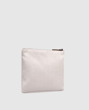 Brunello Cucinelli Біла косметичка з льоном у візерунок з логотипом ML571M101