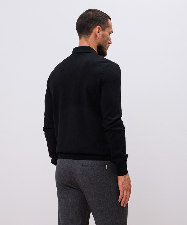 Bertolo Cashmere Черное поло из шерсти и шелка 902381002438 изображение 4