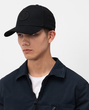Stone Island Чорна кепка з вишивкою емблеми K2S159100013S0248