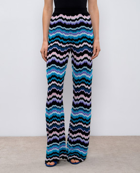 Missoni Сині штани кльош з вовною у візерунок DS24WI01BK036W