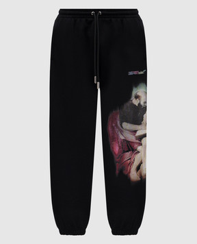 Off-White Черные джогеры с принтом OMCH057S25FLE003