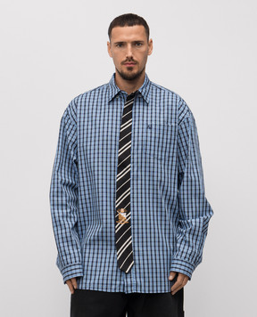 Vetements Синя сорочка в клітинку з аплікацією UH76SH280CN
