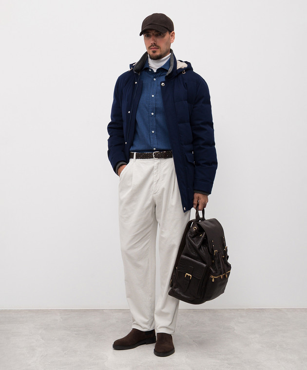 Brunello Cucinelli Синя сорочка у візерунок MY6370627 зображення 2
