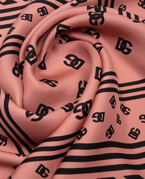 Dolce&Gabbana Розовый платок из шелка в принт логотипа DG FN092RGDB7Z
