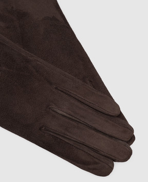 Sermoneta Gloves Коричневі замшеві рукавички на хутрі 2PSUEDE
