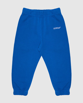 Off-White Детские синие джогеры с принтом логотипа OBXD001S25FLE001