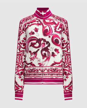 Dolce&Gabbana Белая спортивная куртка в принт Majolica F9Q75TFPIAH