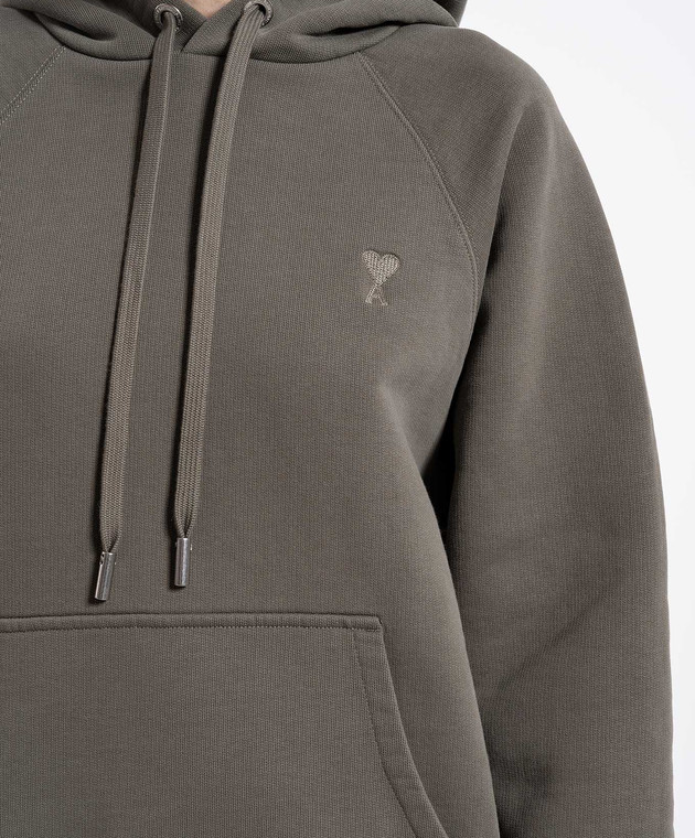 Ami Paris Худі кольору хакі з логотипом USW274747 зображення 5