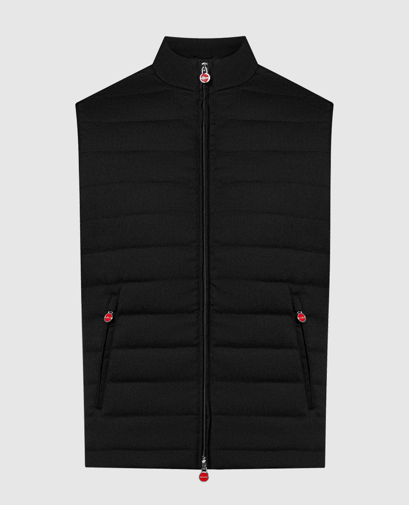 Black quilted vest made of wool