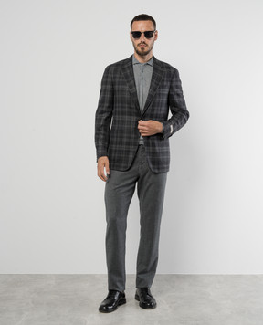Canali Сірий блейзер з вовни в клітинку CF0532713275