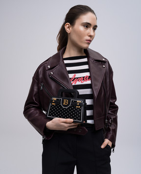 Balmain Черная комбинированная сумка-мини B-Buzz Top Handle EN0KJ931AEPS