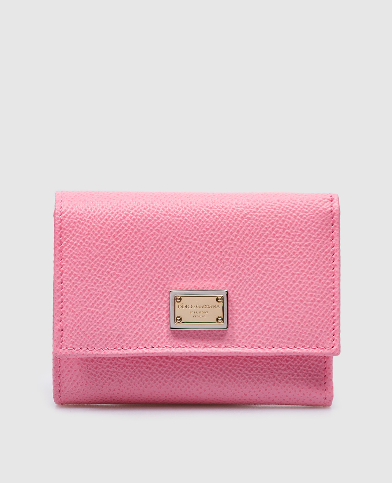 Pink leather purse with logo