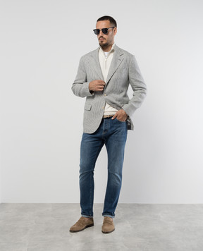 Brunello Cucinelli Синие джинсы с эффектом потертости с патчем логотипа M283PX1290