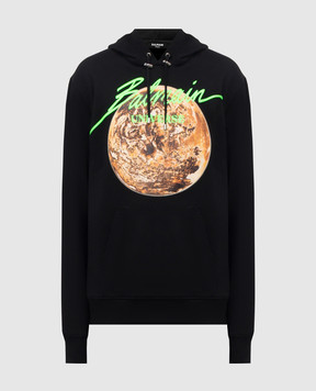 Balmain Черные худи Universe с принтом EH0JT047GE78