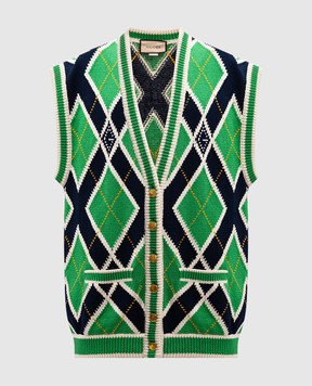 Gucci Зеленый жилет в геометрический узор. 754604XKDGP