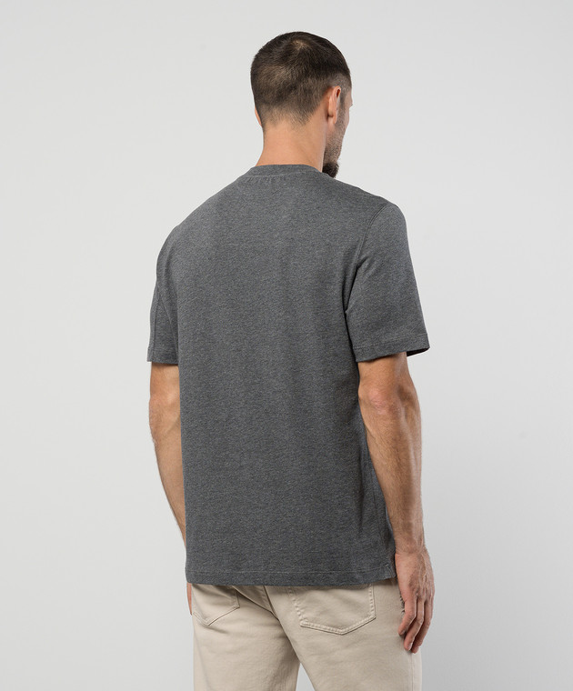 Brunello Cucinelli Серая меланжевая футболка с эмблемой логотипа M0B138440 изображение 4