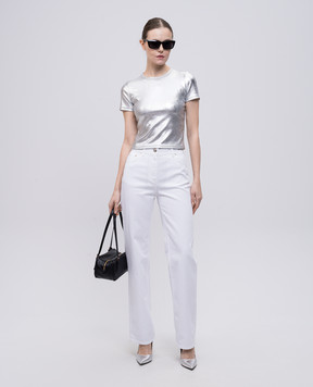 Versace Білі джинси зі шкіряним патчем логотипа 10115191A13651