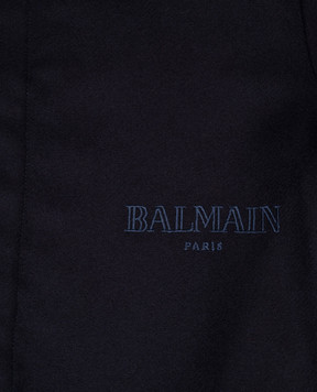 Balmain Дитяча синя сорочка з вовни з логотипом BX5P20I0283810