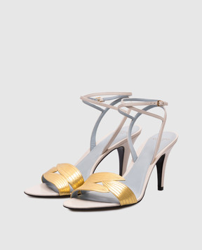 Valentino Бежевые кожаные босоножки FOLIEFOLIAGE 6W0S0MH5TVF