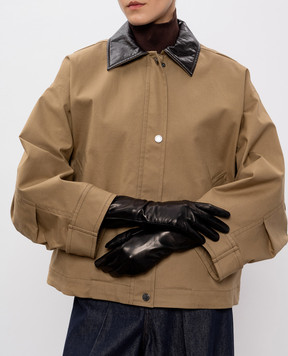 Sermoneta Gloves Чорні шкіряні подовжені рукавички 301B8BT