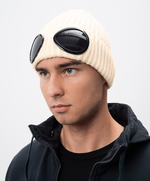 C.P. Company Белая шапка из шерсти с очками MAC122A005509A изображение 2