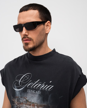 Balenciaga Черные очки Shield rec с металлической эмблемой логотипа 609370T0003