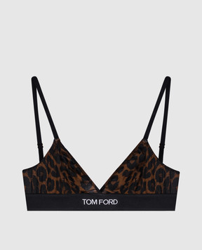 Tom Ford Коричневый лиф в анималистичный принт с логотипом. BRJ009JEP030