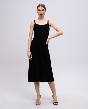 Max Mara Черное платье FARETRA в рубчик FARETRA