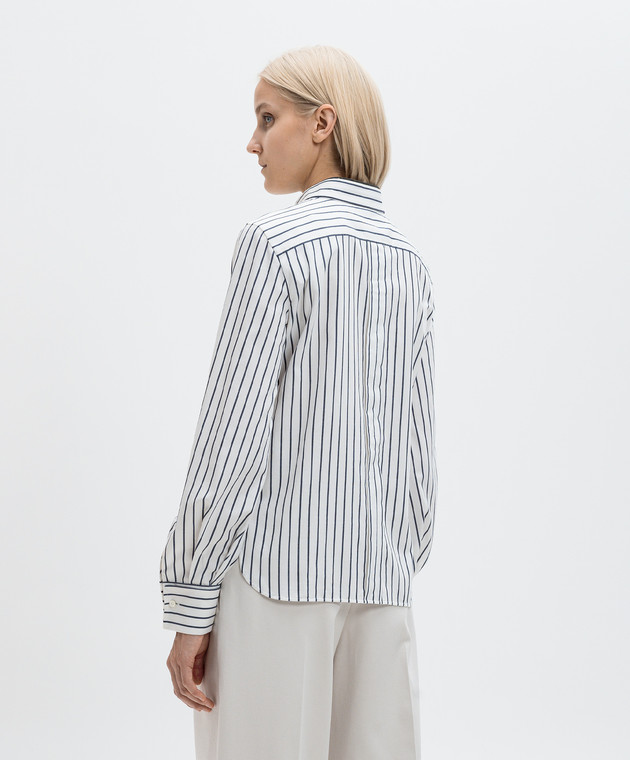 Brunello Cucinelli Белая рубашка с цепочкой мониль в полоску MP783NH566 изображение 4