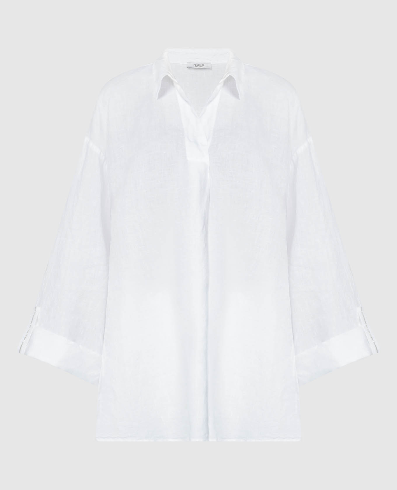 Белая блуза из льна с цепочкой мониль