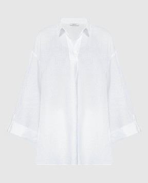 Peserico Біла блуза з льону з ланцюжком моніль S06253T001617