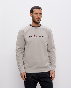Kiton Серый свитшот с вышивкой логотипа UMK0628