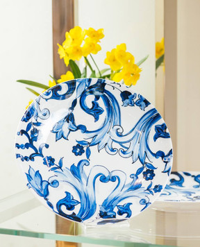 Dolce&Gabbana Набір білих порцелянових обідніх тарілок в принт Blu Mediterraneo TC0S04TCA40