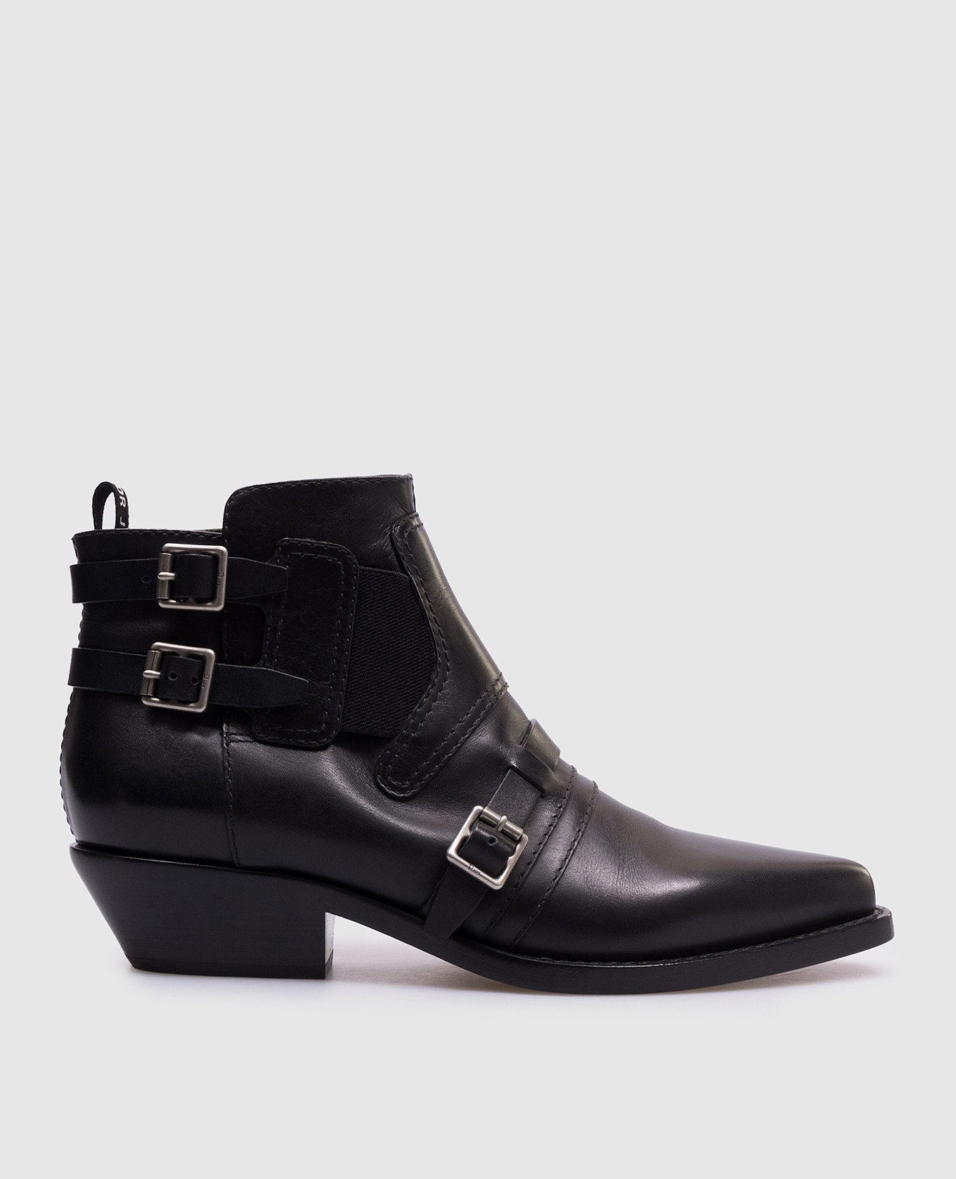 

Черные кожаные казаки Saddle с ремешками, Черный, Казаки