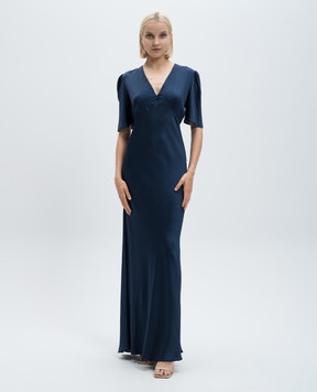 Twinset Синее платье макси с логотипом 242TP2475