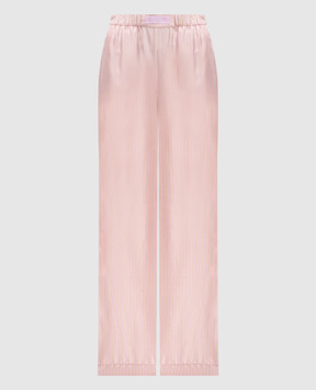 Versace Рожеві штани Pinstripe Chain із шовку 10176851A13367