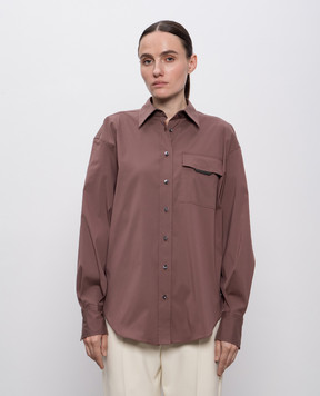 Brunello Cucinelli Коричнева сорочка прямого крою MP091MY516