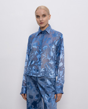 Ermanno Scervino Синяя блузка с шелком в узор D462K735YSH