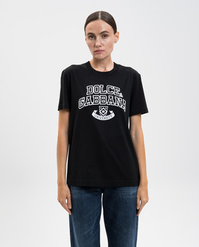Dolce&Gabbana Черная футболка с контрастным логотипом F8V42ZGDDBC
