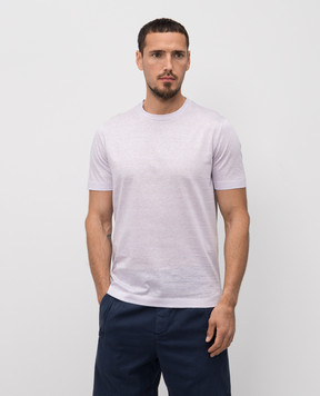 Canali Фіолетова футболка з льоном в смужку MJ02041T0003