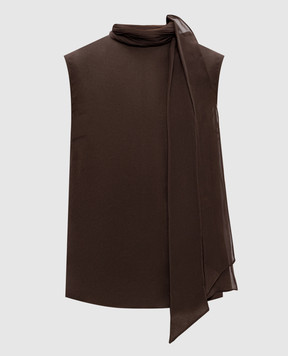 Brunello Cucinelli Коричневий топ із шовку MF940ED804