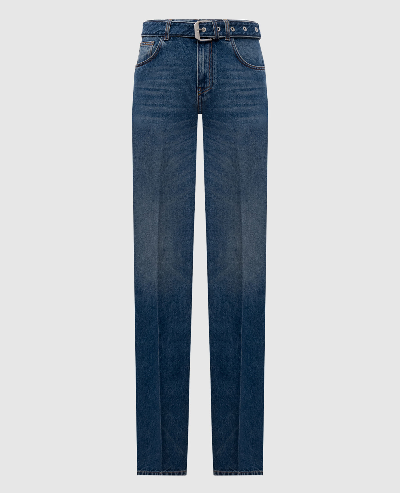 

Синие джинсы Джин с поясом, Синий, Прямые джинсы