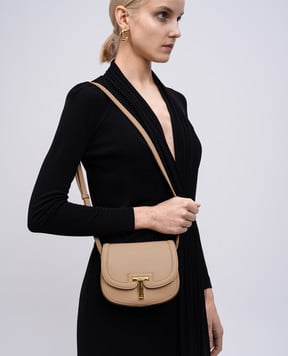 Tom Ford Бежевая кожаная сумка WALLIS с монограммой логотипа L1841LCL442X