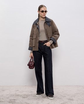 Brunello Cucinelli Коричневий джемпер з вовни та кашеміру в рубчик M14855000P