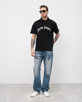 Palm Angels Чорне поло з вишивкою логотипа PMGB012S25FAB003