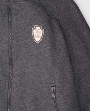 Brunello Cucinelli Детская серая спортивная куртка с нашивкой логотипа BG927E890C