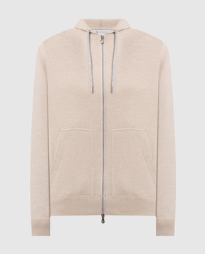 Brunello Cucinelli Бежевая спортивная куртка с шерстью, кашемиром и шелком. M3623246G